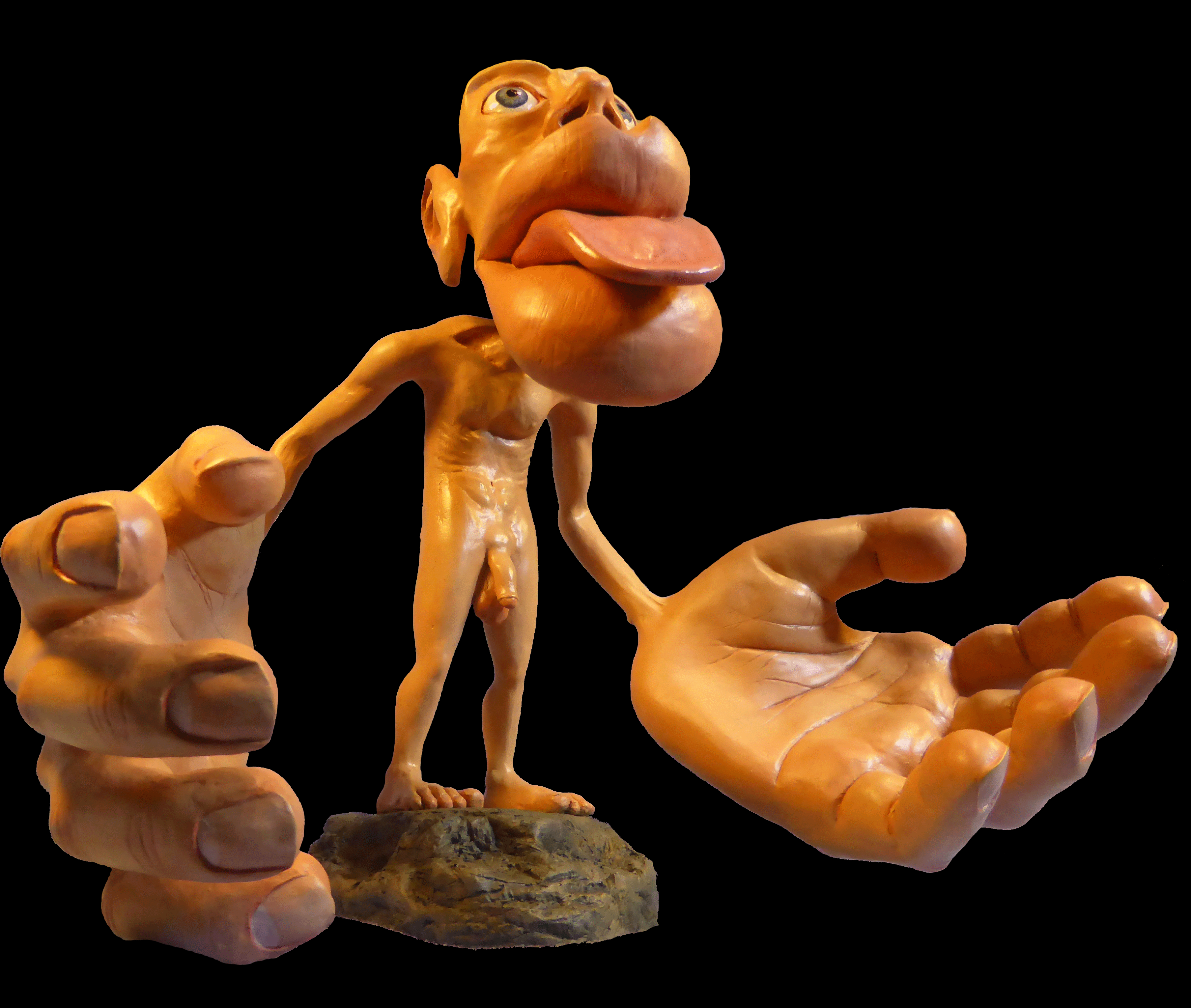a model of the cortical homunculus demonstrating which parts of the body take precedence in the brain where the larger parts are more important than the smaller parts